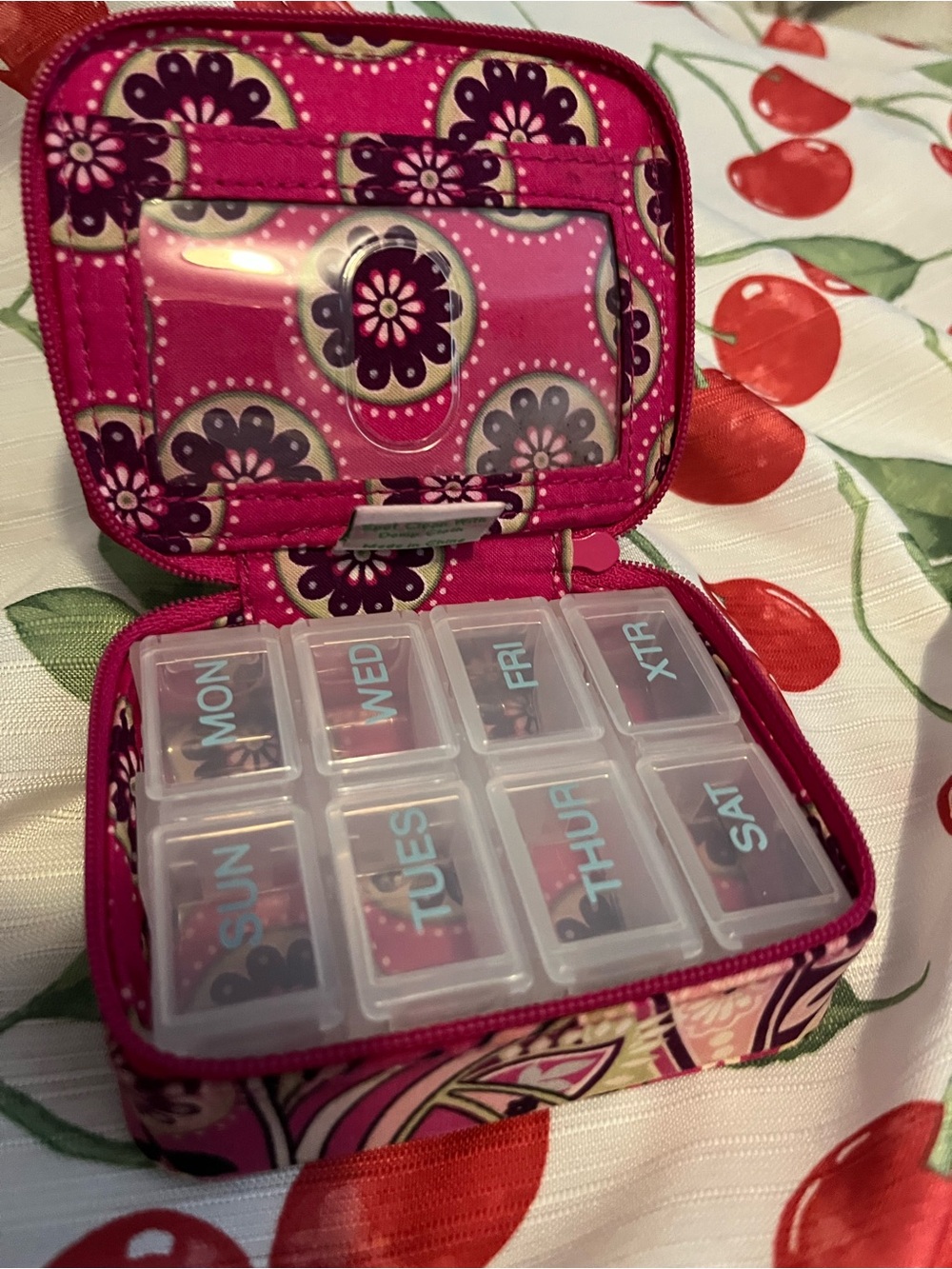 Vera Bradley Pink Floral Weekly Pill Organizer Case